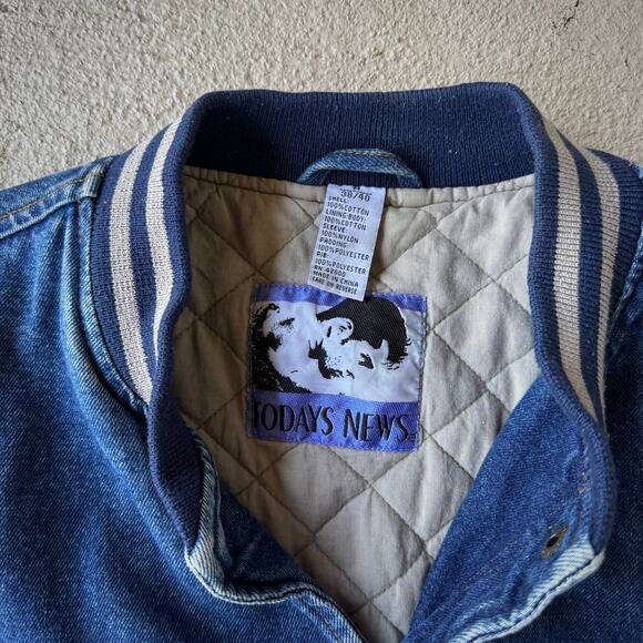 Vintage Late 90s Denim Bomber Jacket - Men's M - Picture 3 of 7